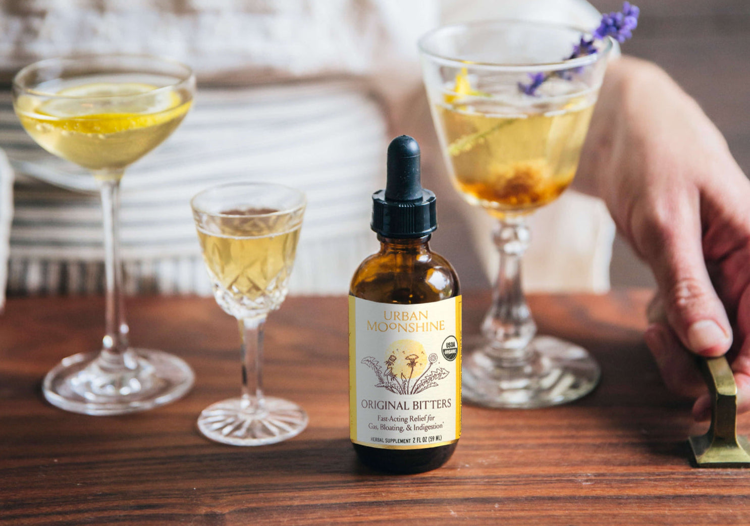 Original Bitters on a tray with drinks
